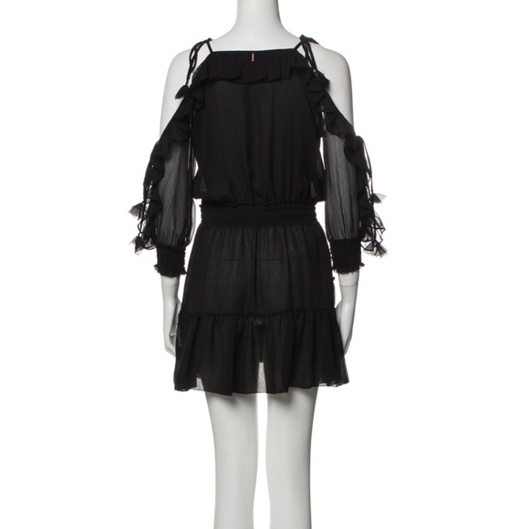 MISA Los Angeles  Black Chiffon Ruffle Off the Shoulder Mini Dress - Picture 3 of 12